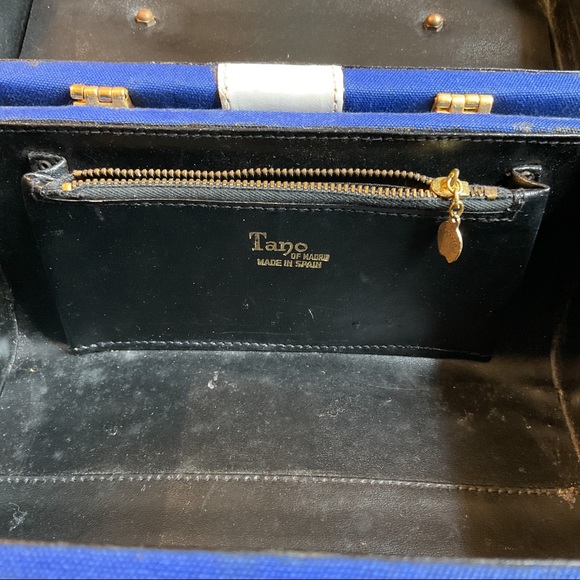 Vintage 1950s Tano Fabric and Leather Box Purse - Picture 10 of 15